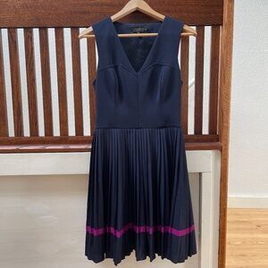 Ted Baker London Navy Pleated Dress, Designer Size 2